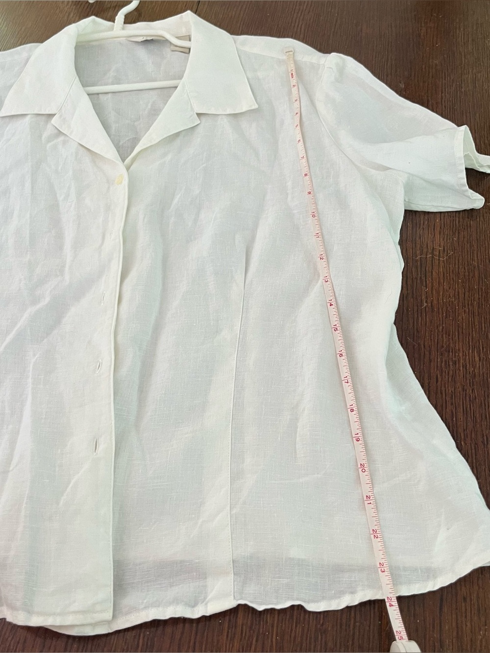 J.Jill White 100% Linen Short Sleeve Button Down Shirt XL Relaxed Coastal Blouse - Picture 5 of 5